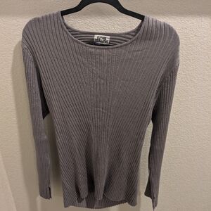 Women's Gray Ribbed Open Back Top